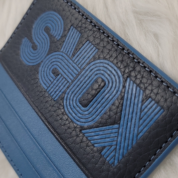 MICHAEL KORS MENS Cooper Graphic Two-Tone Pebbled Leather Card Case - Picture 6 of 6